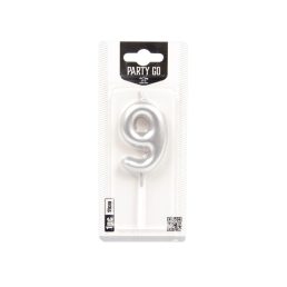 9-s szám gyertya EZÜST 6 cm