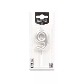 9-s szám gyertya EZÜST 6 cm