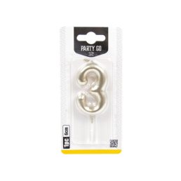 3-s szám gyertya ARANY 6 cm