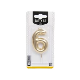 6-s szám gyertya ARANY 6 cm