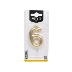 6-s szám gyertya ARANY 6 cm
