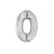 0 szám alakú fólia lufi, ezüst, 80 cm
