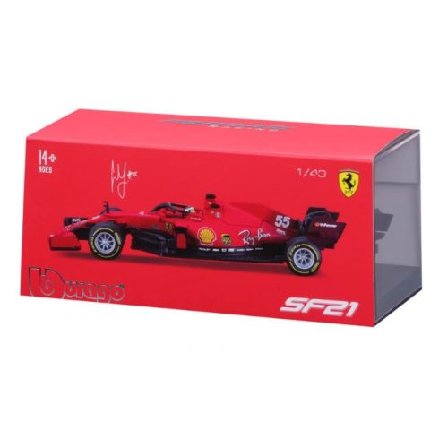 Bburago 1/43 versenyautó - Ferrari, 2021-es szezon autó versenyzővel