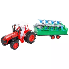 Traktor ekével és utánfutóval