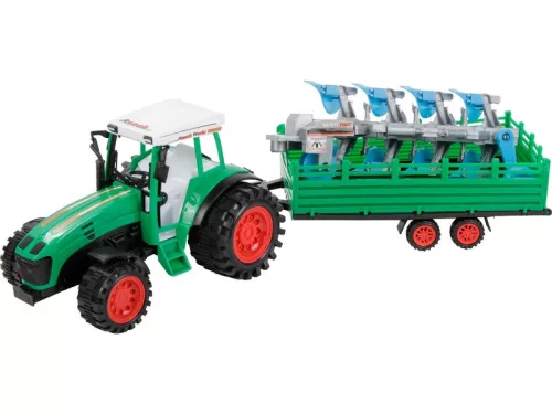 Traktor ekével és utánfutóval