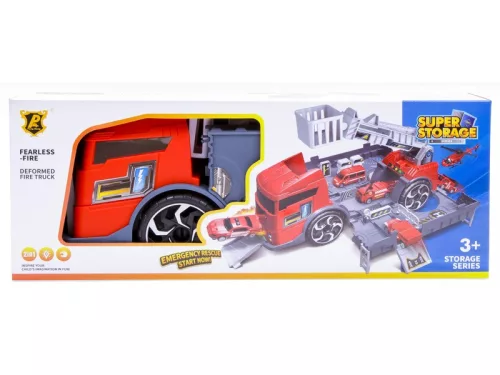 2 az 1-ben tűzoltóautó és garázs - 2 autóval