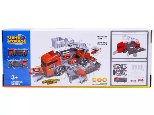 2 az 1-ben tűzoltóautó és garázs - 2 autóval