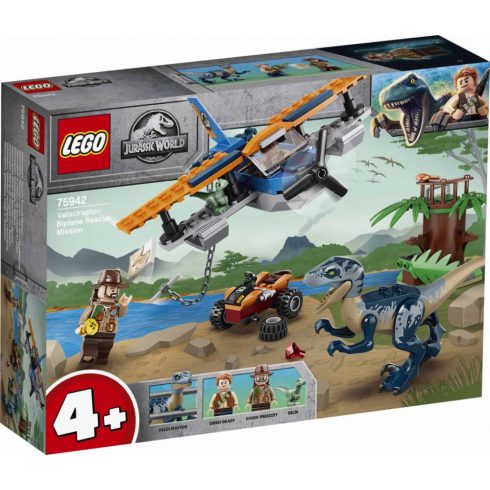 Lego Jurassic World - Velociraptor: Kétfedelű repülőgépes mentőakció 75942