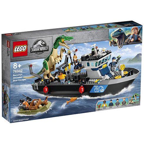Lego Jurassic World - Baryonyx dinoszaurusz szökés csónakon - 76942