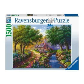 Puzzle 1500 db - Ház a folyónál