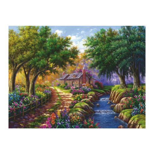 Puzzle 1500 db - Ház a folyónál