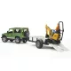 Land Rover Defender egytengelyes pótkocsi, JCB mikro kotrógép és munkás