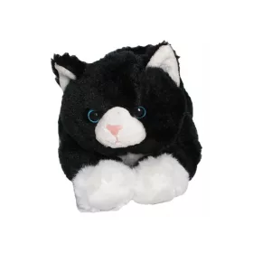 Cica fekvő plüssfigura - fekete, 25 cm