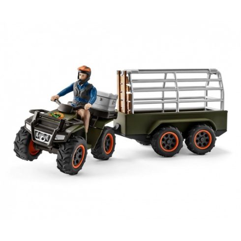 Schleich quad pótkocsival és vadőrrel - 42351