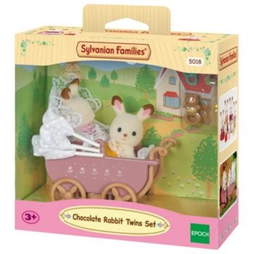 Sylvanian Families-Csoki nyuszi ikrek babakocsival