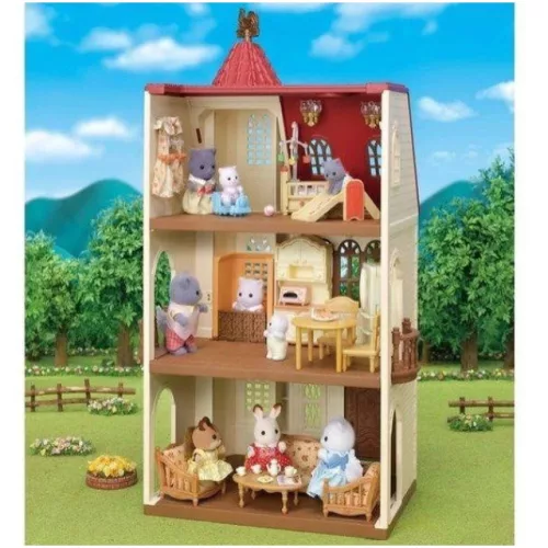 Sylvanian Families - Piros tetős, emeletes, tornyos ház