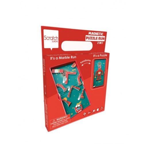 2 az 1-ben mágneses puzzle és golyófuttató játék - Robotos