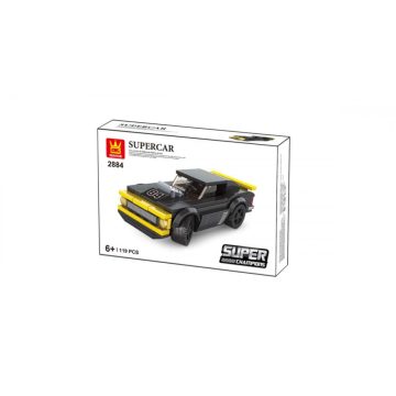   Wange 2884 - Lego-kompatibilis építőjáték - Supercar fekete/sárga sportkocsi